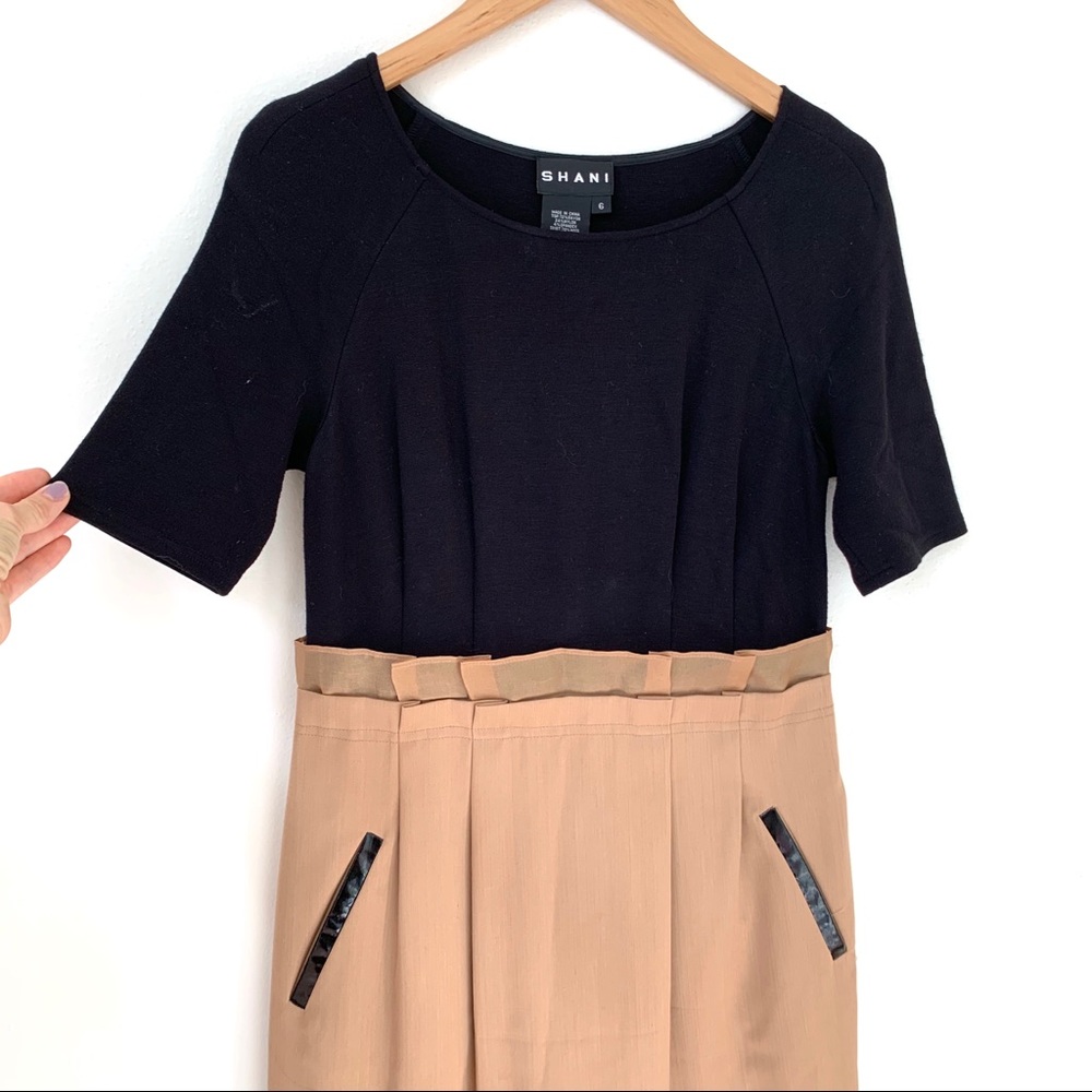 Shani | Black and Tan Mid-length Dress - Picture 3 of 12